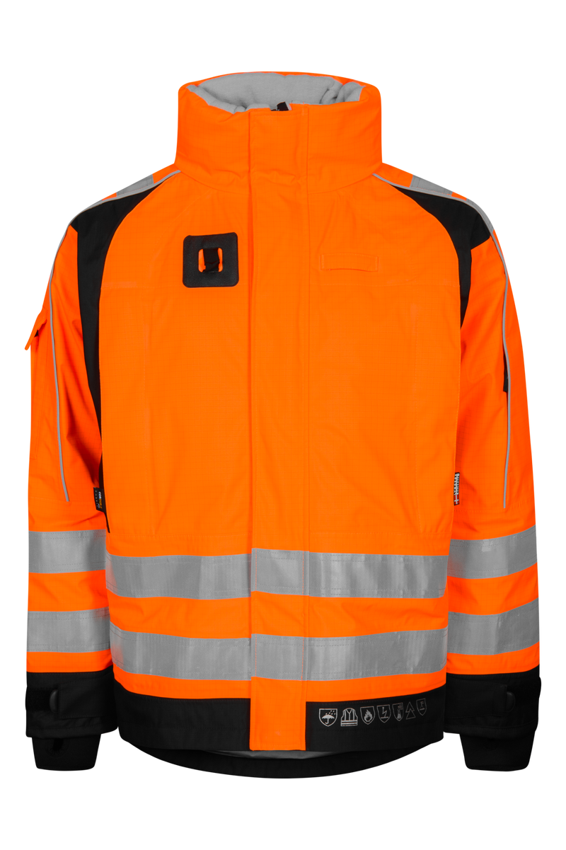 ARC Flame Retardant High Vis Rain Jacket With Harness Pockets