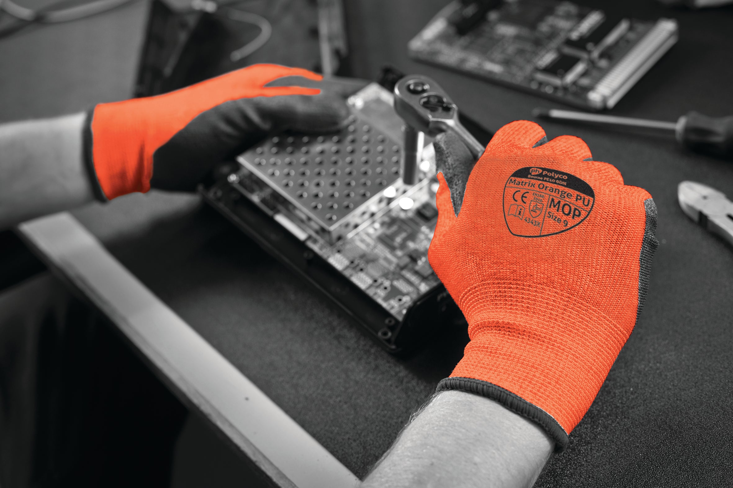Polyco Matrix Orange Cut Resistant Grip Glove
